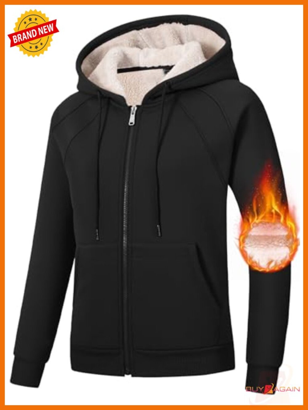 Women's Fleece Zip Up Hoodie Sherpa Lined Winter Coat with Pockets